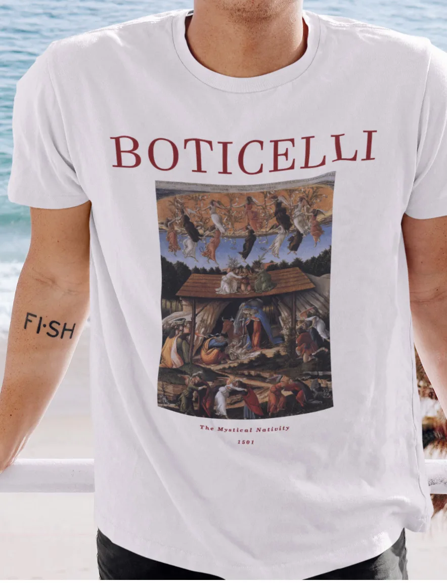 Botticelli T shirt | Mystical Nativity | Baroque Art | Unisex Premium Cotton