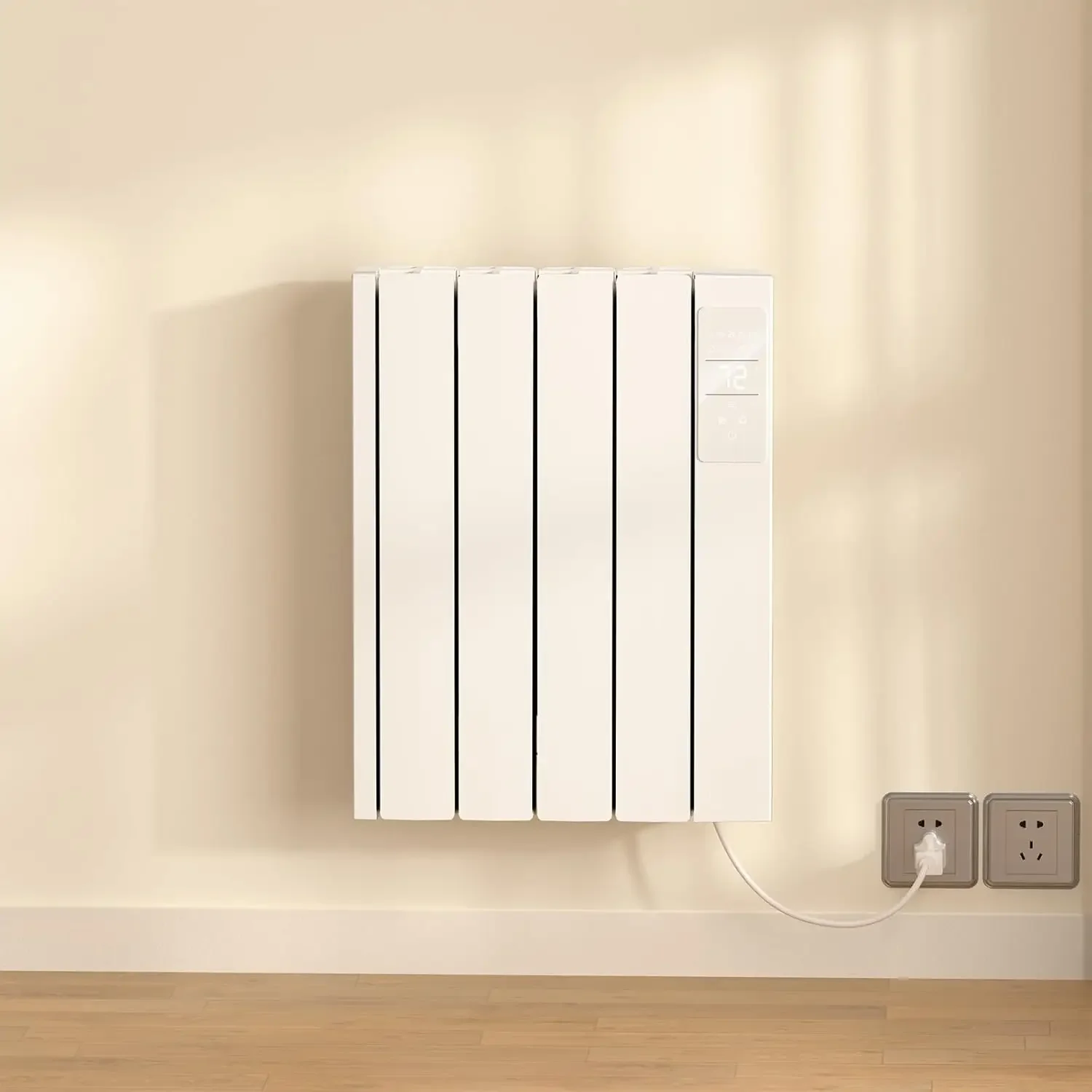 Heater - Electric Wall/Freestanding Aluminium Radiator/LED Display, Adjustable Thermostat, Timer & Safety Protection