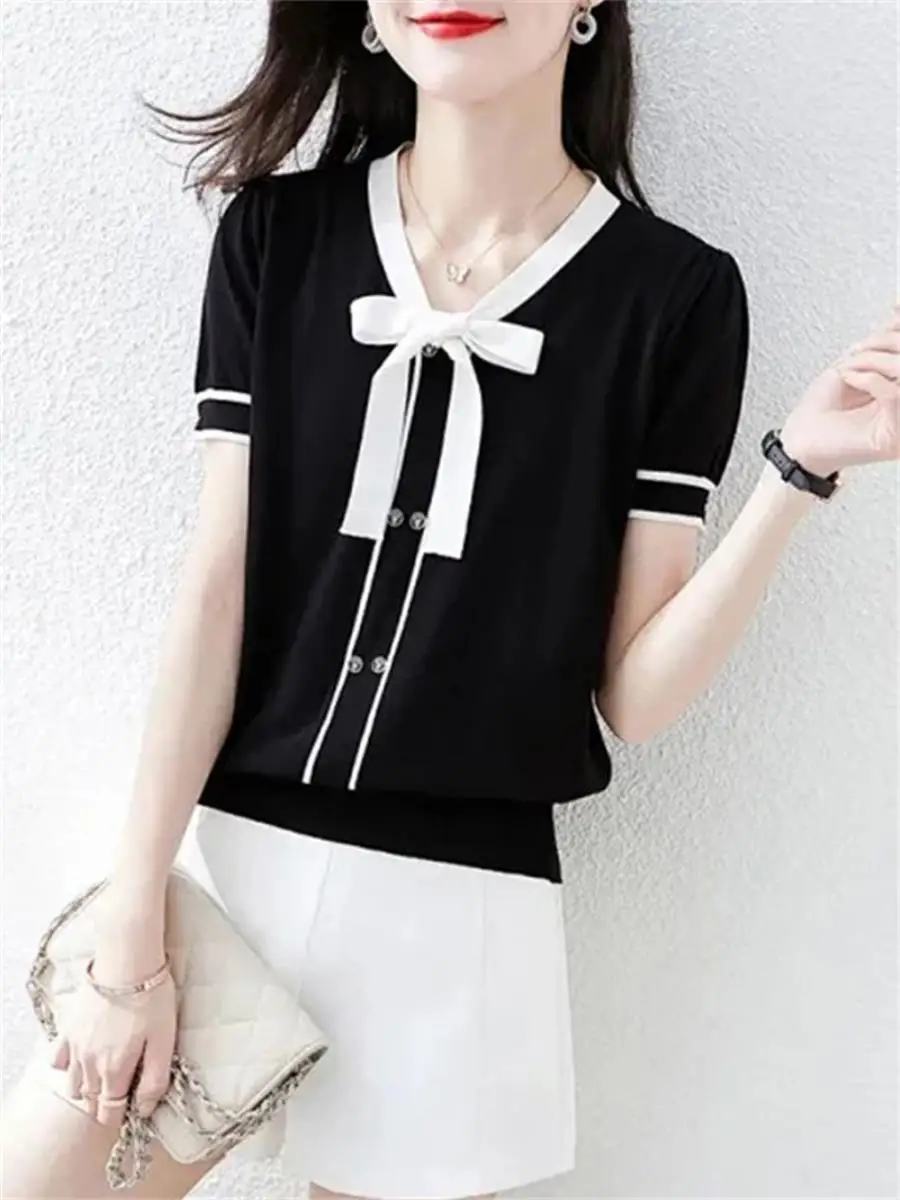 camiseta-feminina-de-manga-curta-em-seda-gelada-com-bolso-quadrado-estilo-casual-de-verao-para-negocios