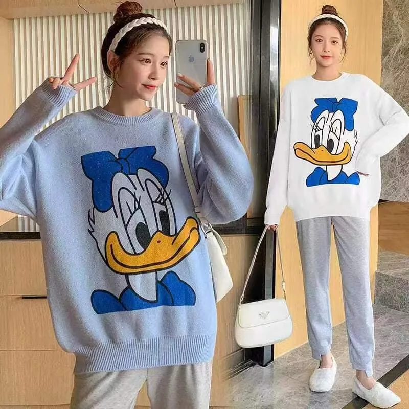 Disney-Pulls Donald japonais pour femmes, manteau de dessin animé Andrilla, sauvage, épais, Kawaii, automne et hiver