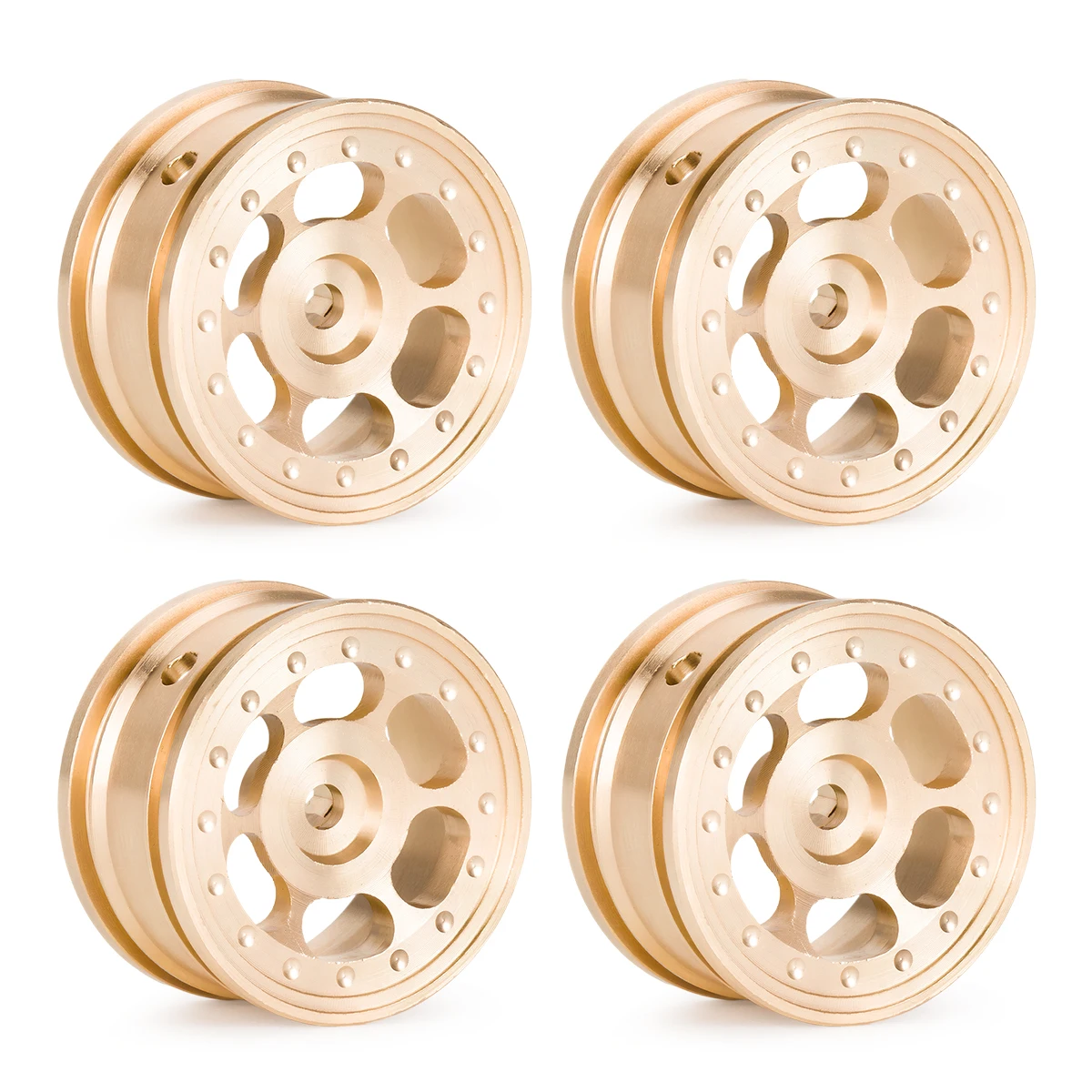 

YSIDO Brass RC Crawler Model Parts Wheel Rim Hub 4Pcs Upgrade Set for AXIAL 1/30 SCX30 Ford Bronco JEEP WRANGLER JLU 4X4