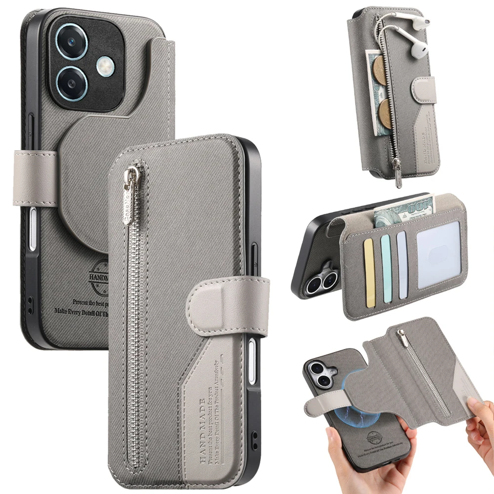 

For OPPO A5 Pro 5G 4G Luxury Case Magnetic Card RFID Leather Zipper Wallet Funda OPPO A5 Case 2 IN 1 Detachable Book Shell A5Pro