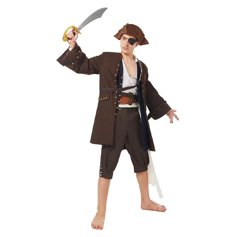 

Pirate Jack Sparrow Cosplay Costume Vest Coat Cloak Hat Adult Men Halloween Carnival Christmas Outfits Sui8;c'4,t;6.j'2;