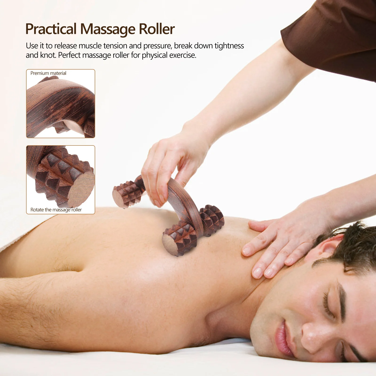 

Muscle Massage Roller Four-Wheel Handheld Massager for Back Neck Leg Relax Muscle Tension Relief and Blood Circulation Boost