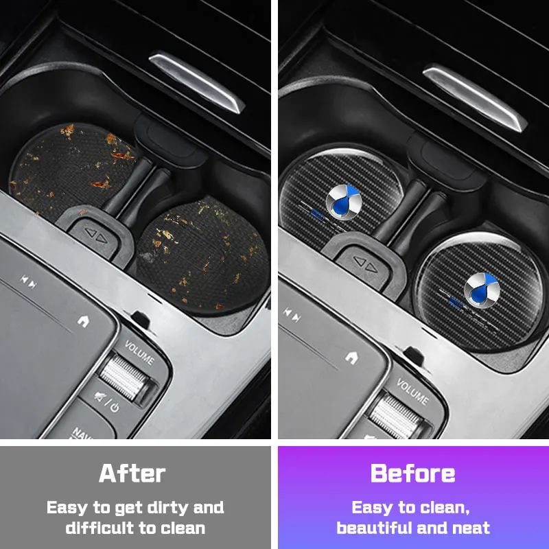 2Pcs Carbon Fiber Leather Car Coaster Water Cup Mat for DENZA N9 N7 N8 2025+2026 Leopard 3 5 8 Non-slip Pad Interior Accessories