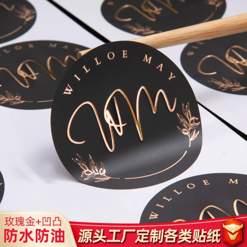 

Custom. Custom round Concave-Convex Relief Adhesive Sticker Transparent Sticker Light Gilding Sealing Paste Label Stic