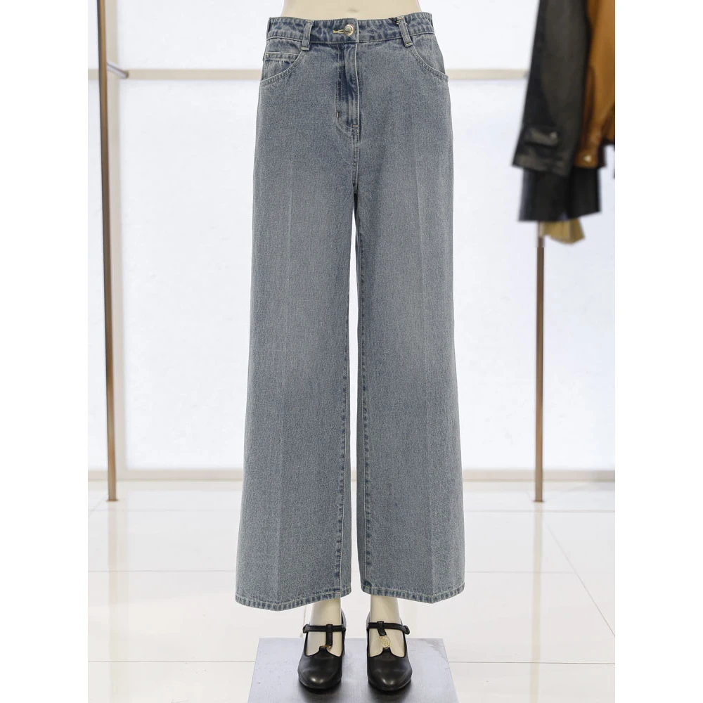 

00% хлопок, широкие джинсы с высокой талией, повседневные универсальные джинсы, удобный крой, весенне-осенний сезон, женские премиальные модные джинсы