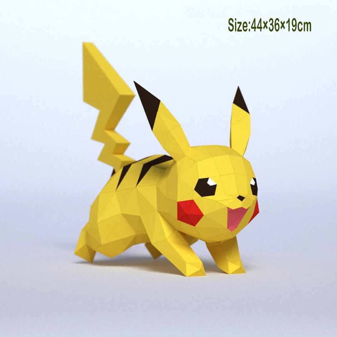 MINISO Pokemon Figures Paper Model Anime Pikachu Papercraft 3D Handmade Toys Creative Figurine Home Decor Room Decoration Gift