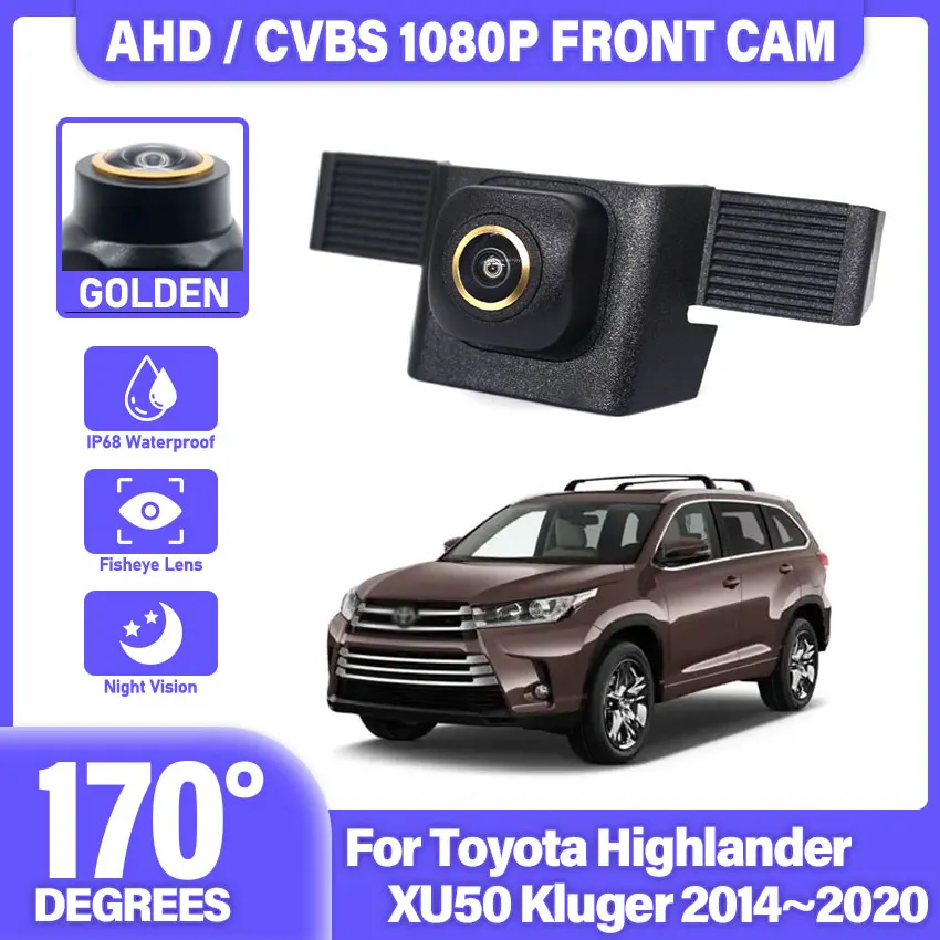 Caméra avant pour Toyota Highlander XU50 Kluger 2014 2015 2016 2017 2018 2019 2020, vision nocturne HD, caméra de stationnement intégrée au logo avant