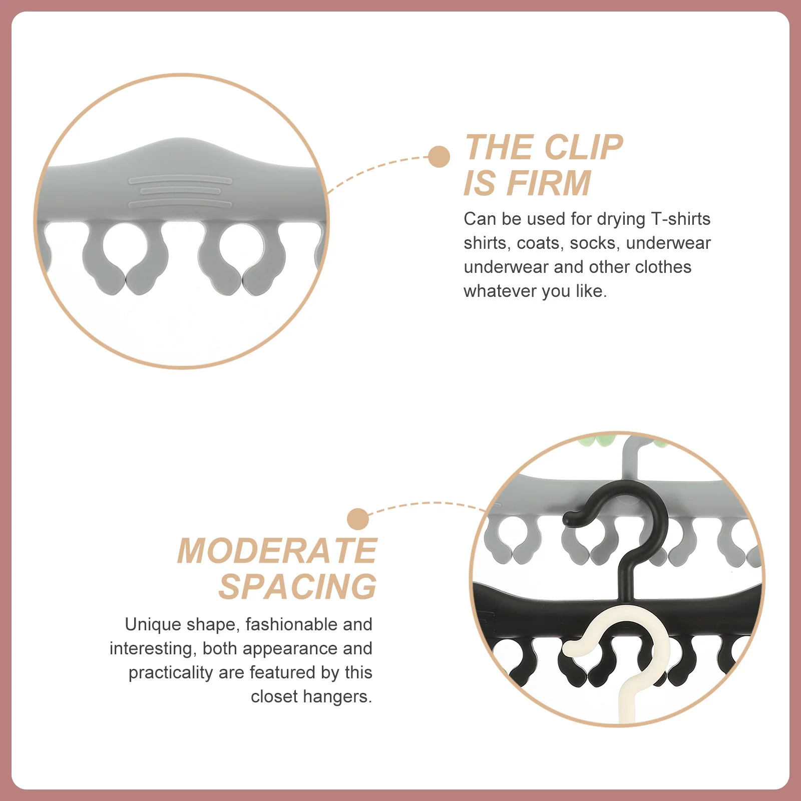 

5pcs Socks Clips Hangers Wide Design Strong Grip Drying Clothes Laundry Organizer Space Saving Closet Hangers For Shirts