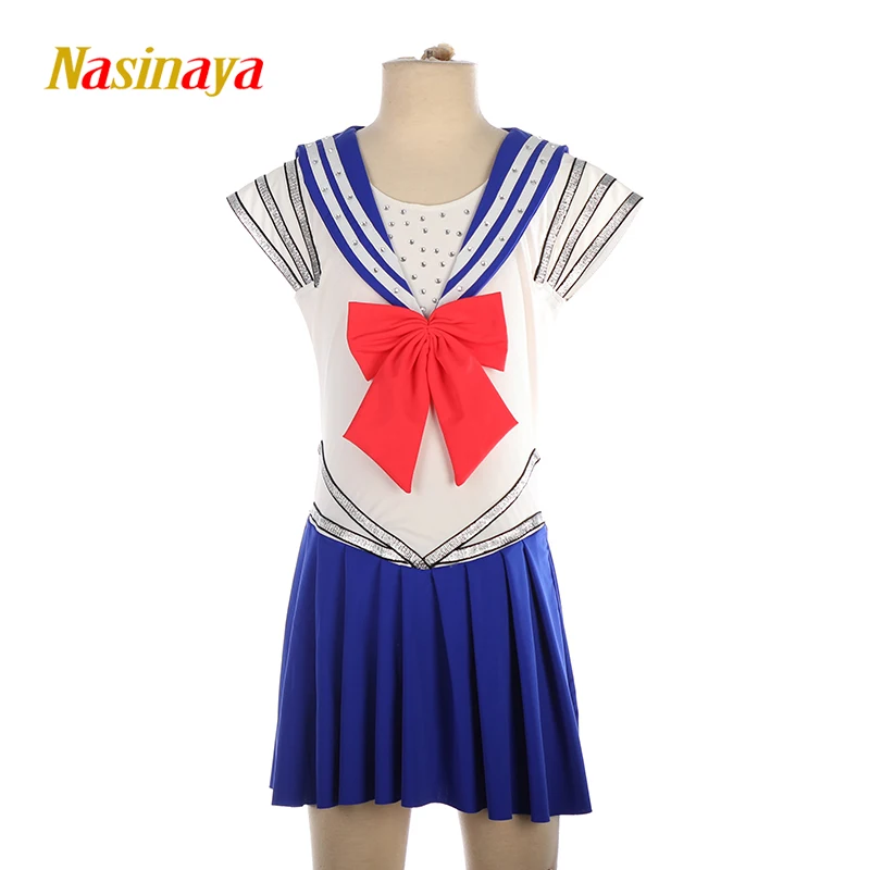 Nasinaya Figure Skating Red Bow Deep V-Neck Training Sleeveless Competition Suit For Girls And Children'S Customized Clothing