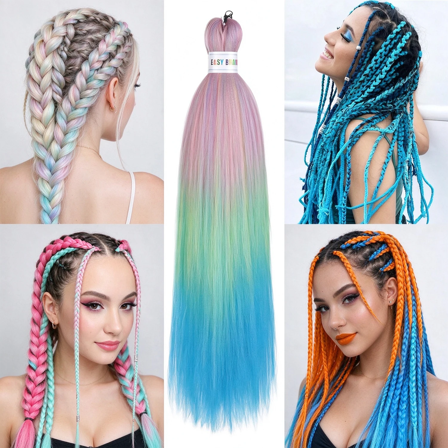 26 Inch Pre-stretched Braiding Hair Extensions Purple Synthetic Braids Easy DIY Braid Hair for Party Stage Cosplay Holiday Daily