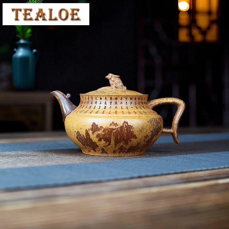 

360ml Luxury Yixing Purple Clay Teapots Handmade Phoenix Pot Raw Ore High Temperature Section Mud Kettle Zisha Tea Set Tea Craft