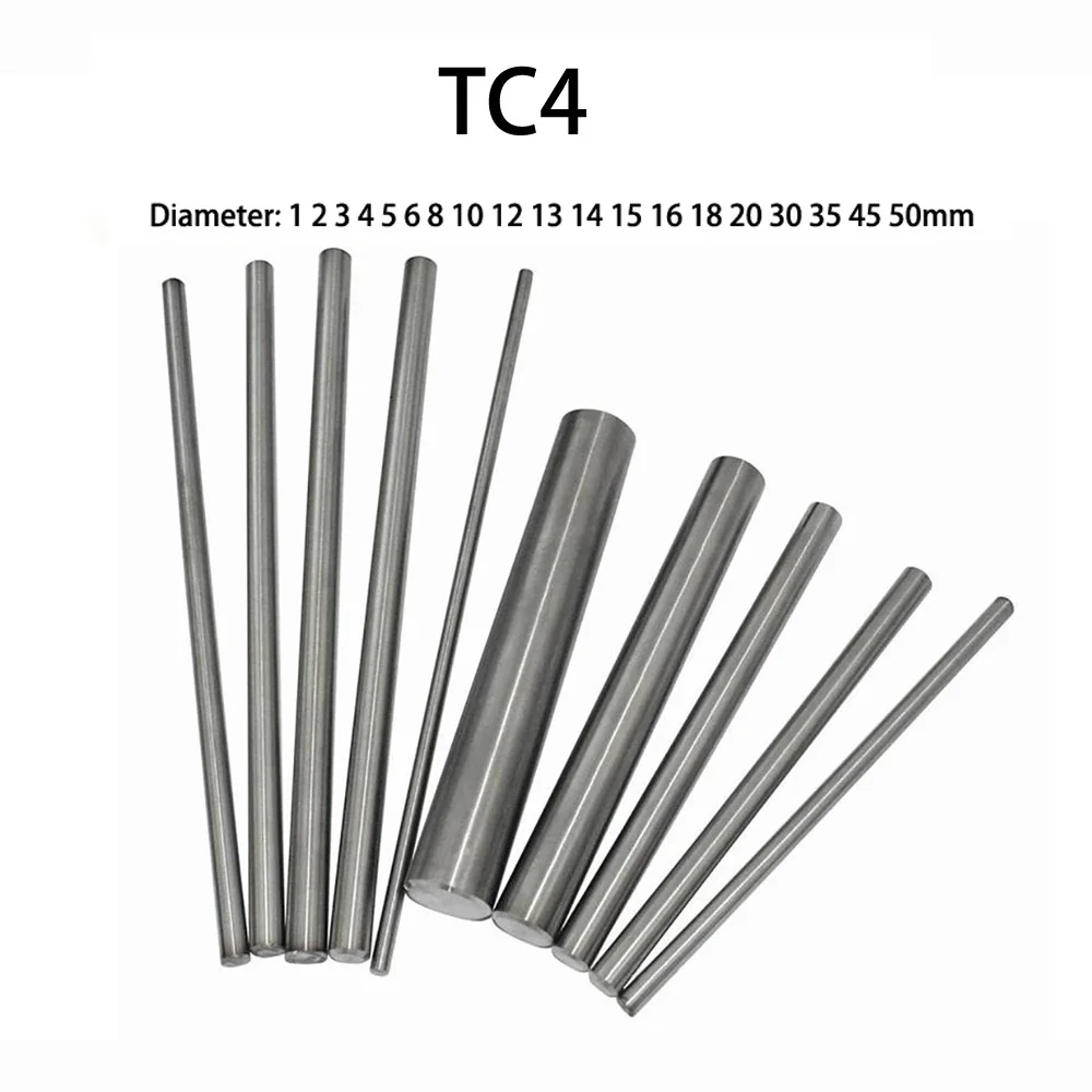 Length 100-500mm TC4 Titanium Alloy Bar Straight Round Metal Ti Rods Diameter 1 2 3 4 5 6 8 10 12 14 15 16 18 20 30 35 45 50mm