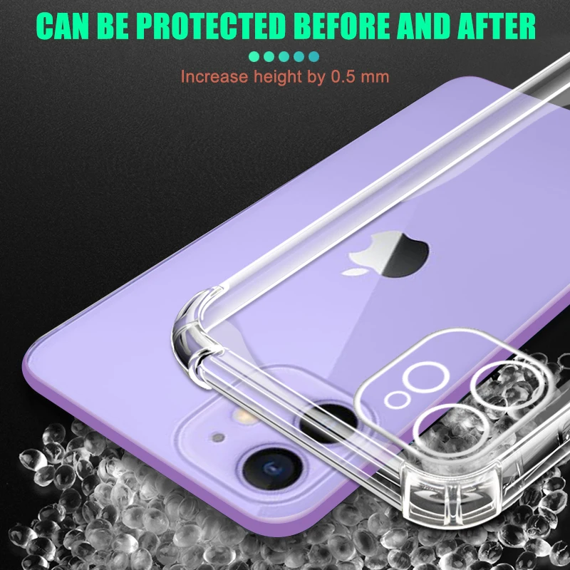 Transparent Shockproof Clear Case For iPhone 11 12 13 14 15 Pro Max mini Soft Silicone Shell X XR XS 8 7 Plus SE 2020 Back Cover