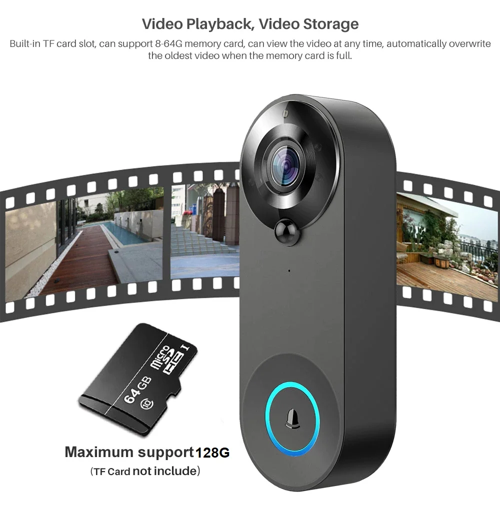 WiFi HD 1080P Video Doorbell Smart Wireless Doorbell High Definition Security Camera Ring Doorbell view 5