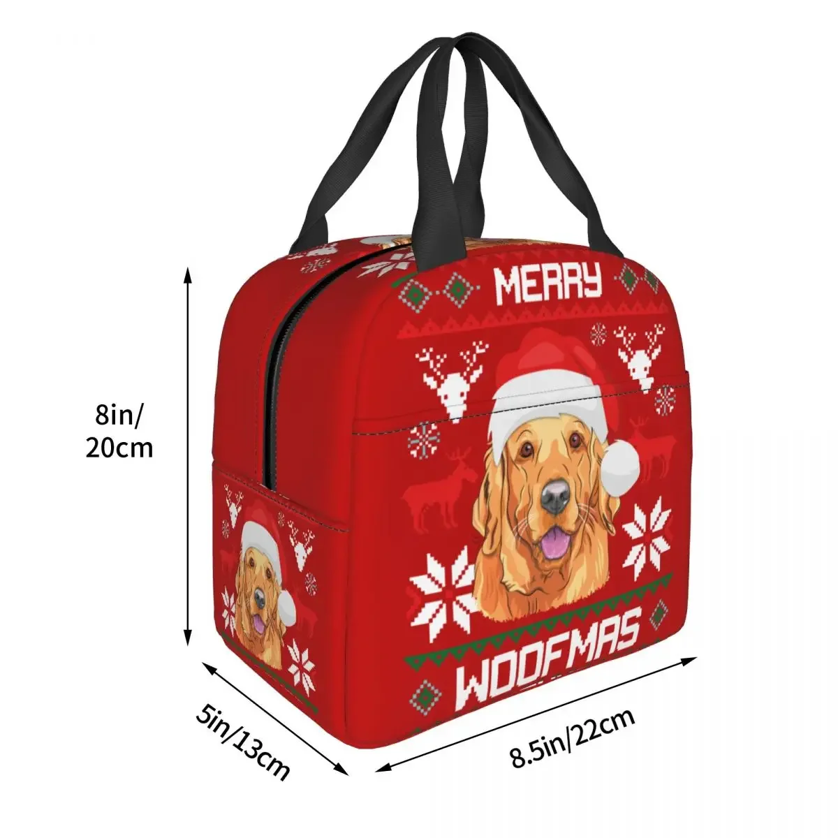 Golden Retriever Vrolijk Kerst Geïsoleerde Lunchtas Hond Herbruikbare Thermische Tas Draagtas Lunchbox Werk Outdoor Voedselopbergzakken