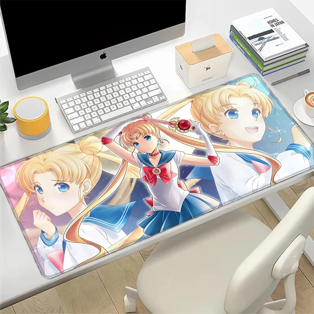 Tapis de souris rose fille dessin animé marin lunes impression HD ordinateur joueurs bord de verrouillage tapis de souris antidérapant clavier PC tapis de bureau