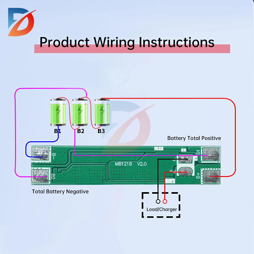 3S 5A 11.1V 12V 12.6V BMS LiFePO4 battery protection board with same port without balancing and temperature control protection