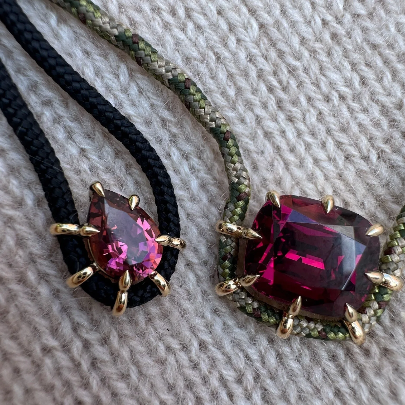 Vintage Geometric Zircon Crystal Pendant Necklace for Women Colorful Weave Rope Adjustable Collar Jewelry Waterproof Gifts