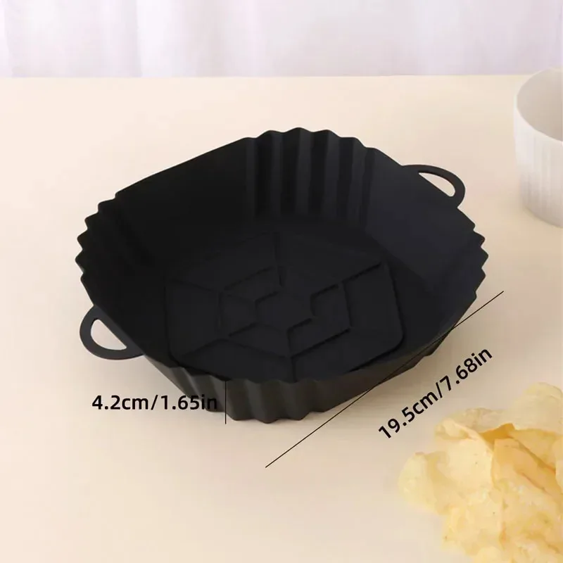 Cesta de fritadeira de ar de silicone, forro de panela reutilizável quadrado redondo para pizza, frango frito, acessórios de cozimento, 1 peça