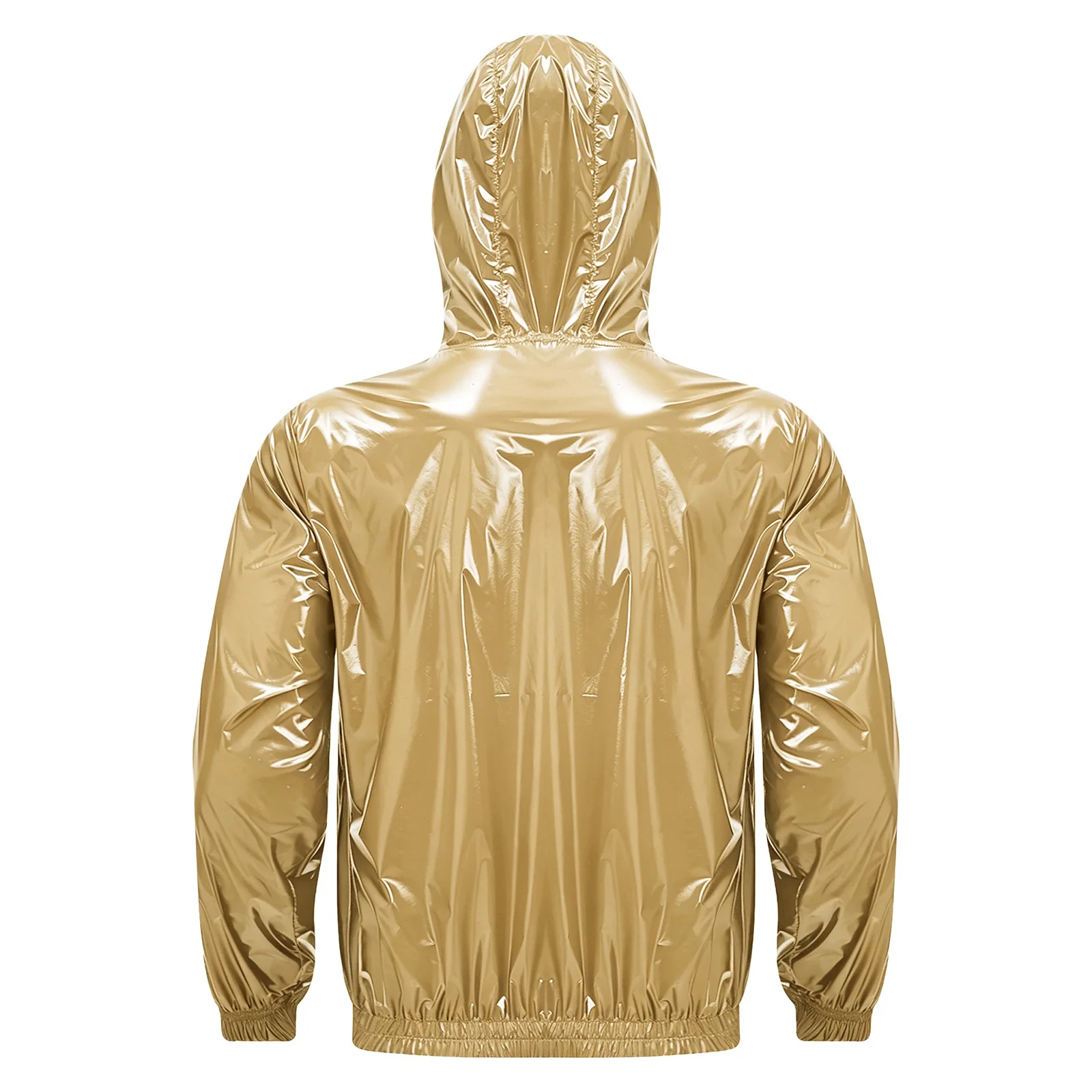 Waterproof Raincoat for Men Hooded Long Sleeve Front Zip Up Drawstring Hood Windbreaker Jacket Top for Hiking Biking Coat Outfit