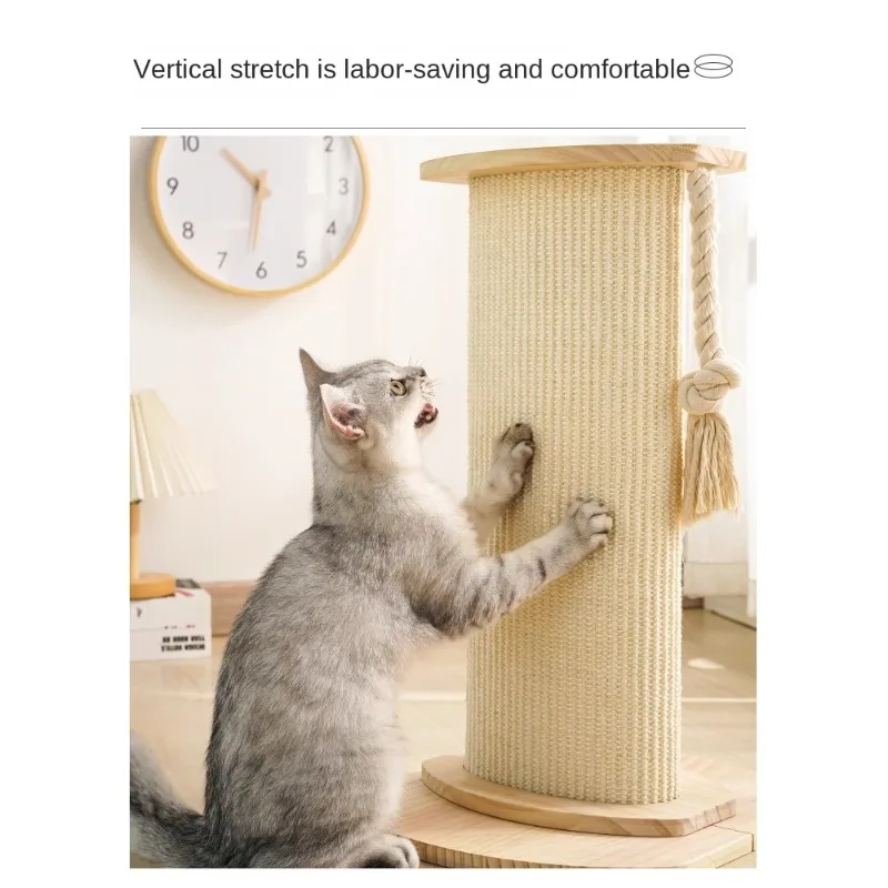 Vertical Cat Claw Board with Hemp Rope and Sturdy Wooden Pole High-quality Corrugated Hemp Cat Scratch Board for Large Cats