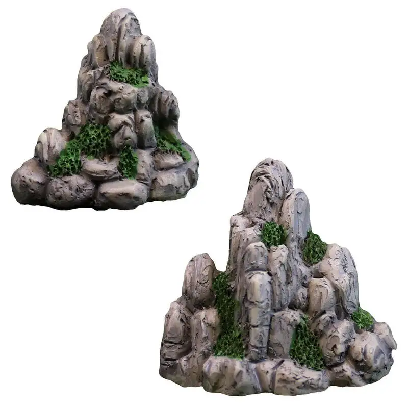 Resin Rockery Mountain View Decor Mountain Rocks Aquarium Aquarium Landscape Rock Hiding Cave Aquarium Ornament For Fish