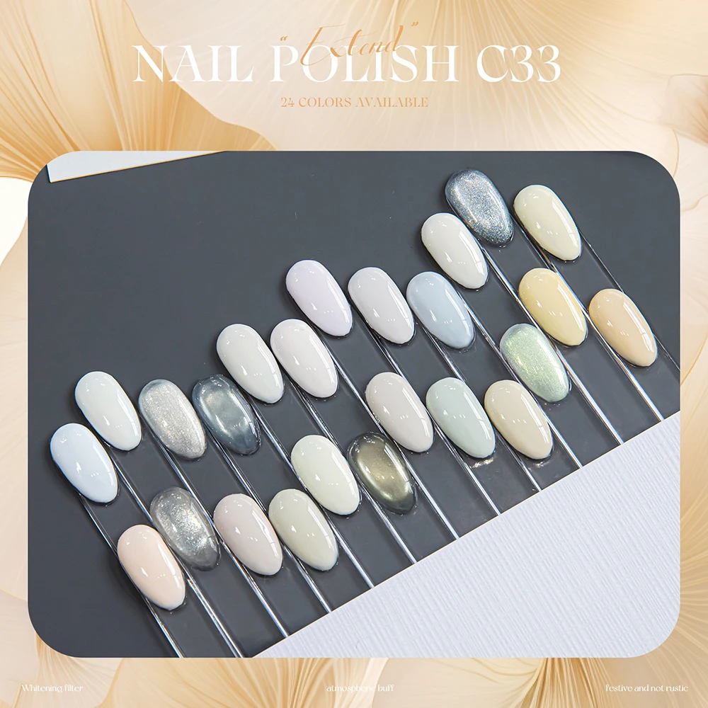 Vendeeni 24 Colors/set White Glitter Cat Eye Gel Nail Polish UV LED Creamy Egg Yolks Magnetic Crystal Nail Varnish With Display