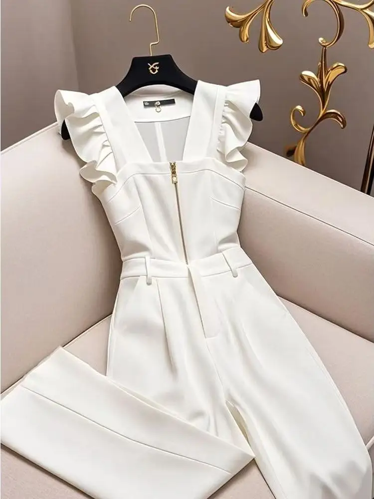 

Hebe Sle Women's One-Piece Summer 2025 New High Waist Wide Leg Pants Jumpsuit Ele Godd Trendy Polyester Fabric