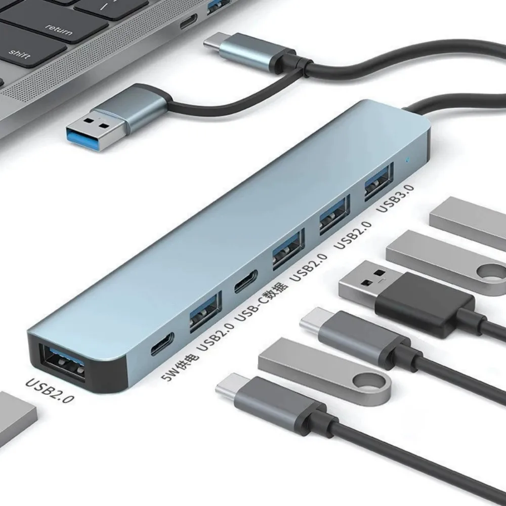 USB Type C Hub 8/7/5 In 1 USB3.0 2.0 SD TF Card Reader Splitter Concentrator USB Docking Station Adapter For PC Desktop Computer