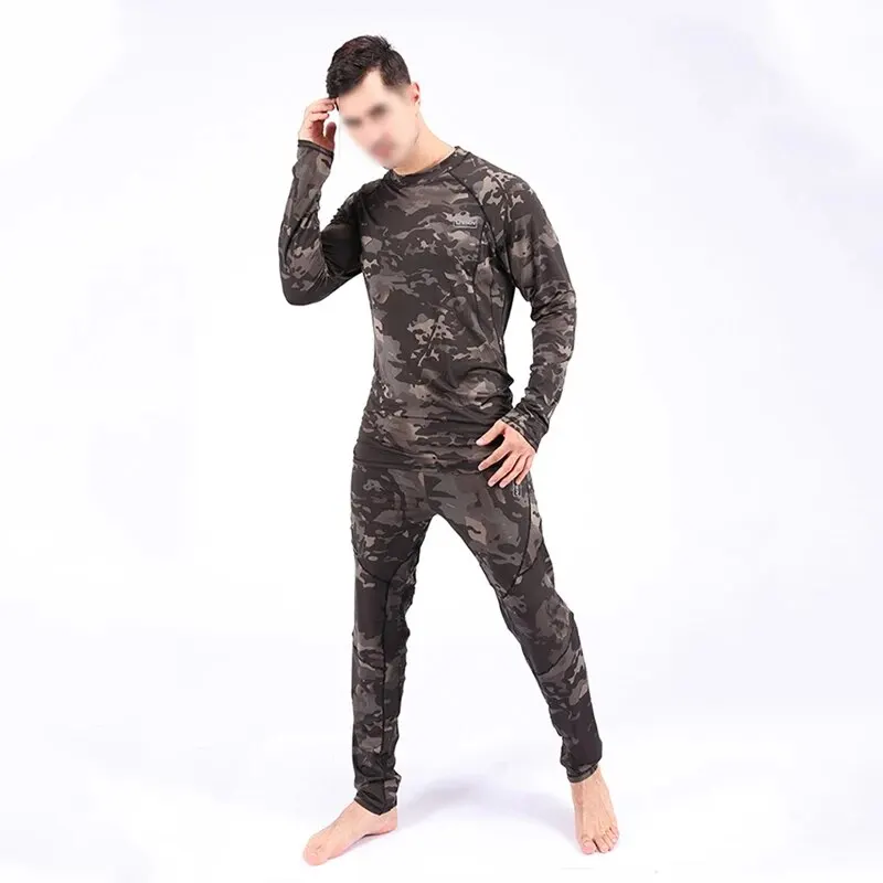 Men\'s Tactical Warm Underwear Set Outdoor Sports Cycling Suit Breathable Tight Fitting Sweat Wicking Winter Underwear Long Style