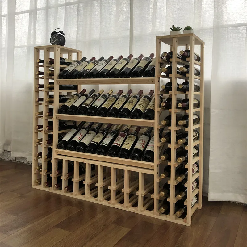 Vino rosso portabottiglie in legno massello portabottiglie espositore armadietto per vino creativo ornamento d'uva in legno pavimento di grande capacità