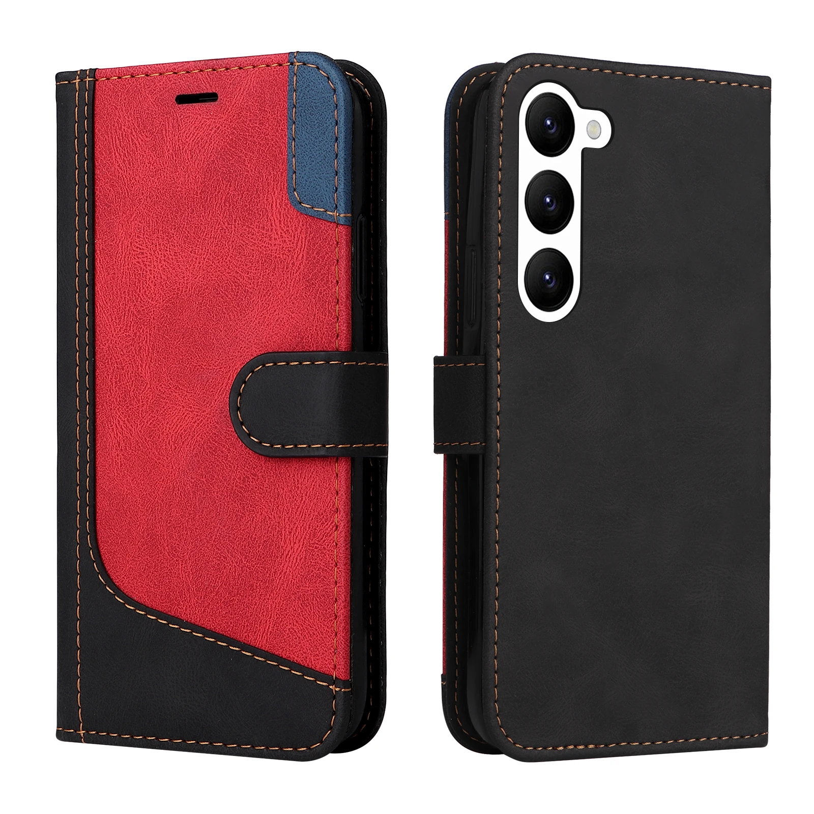 

Folio PU Leather Phone Case For Samsung S23 FE S24 Plus S22 Ultra S21 S20 Lite S10 S8 S9 Wallet Card Cover Splicing Colors