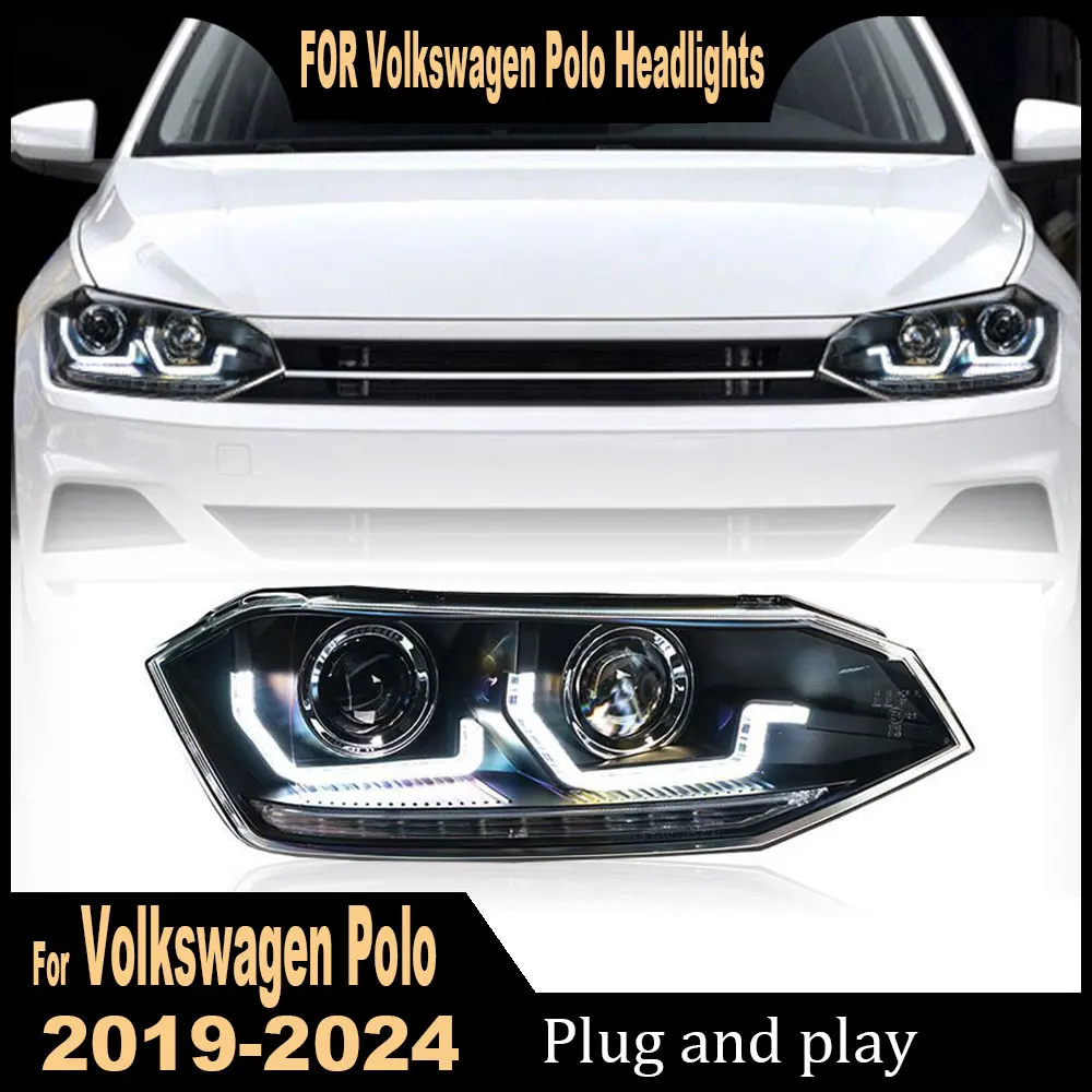 

2 шт. автомобильные фары для VW POLO фары 2018 2019 2020 2021 светодиодные фары Drl проектор объектив автомобильные аксессуары Plug and play