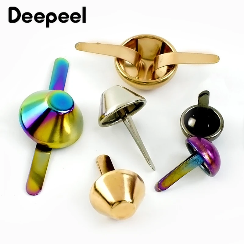 50/100Pcs 10-15mm Metal Buckles Purse Bottom Protect Two-legged Feet Rivets for Handbag Collision Studs Spike DIY Acccessories