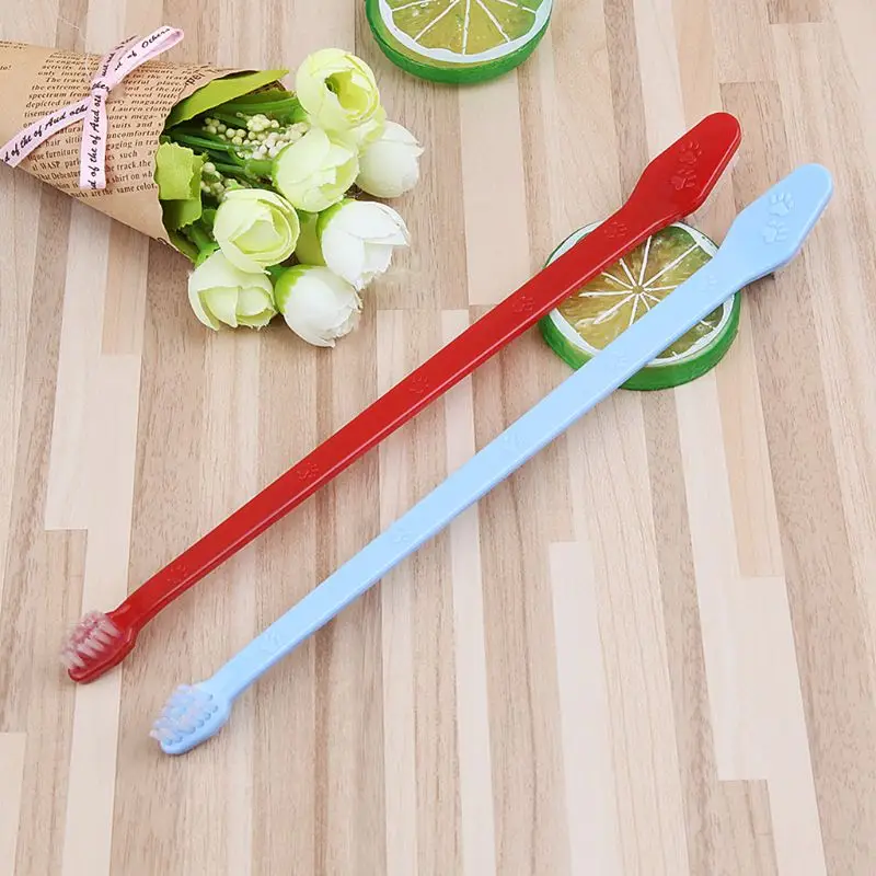 Double for Head Dog Toothbrush Long Handle Pet Toothbrush for Home Pet for Cat