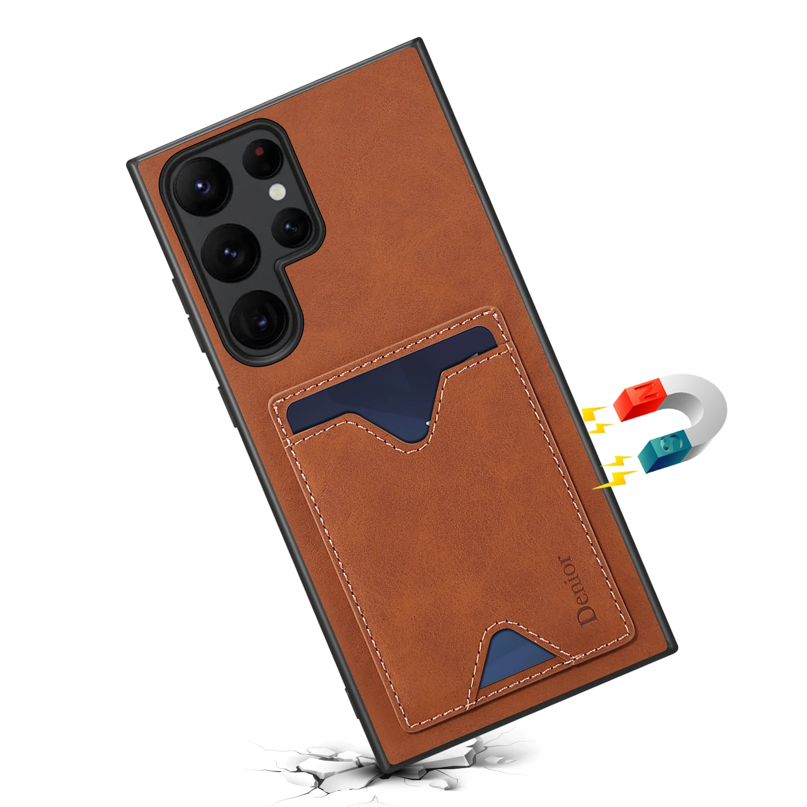 Denior Faux Leather Phone Case Suitable For Samsung Galaxy S24 Plus S23 Ultra With One Card Slot And Slim Protective Cover Shell view 4