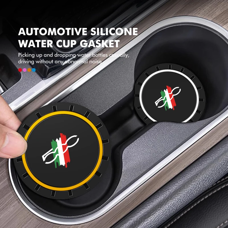 2Pcs Car Silicone Coaster Anti-Slip Water Cup Drink Mat For Fiat For 500 5CC 124 125 125 500 695