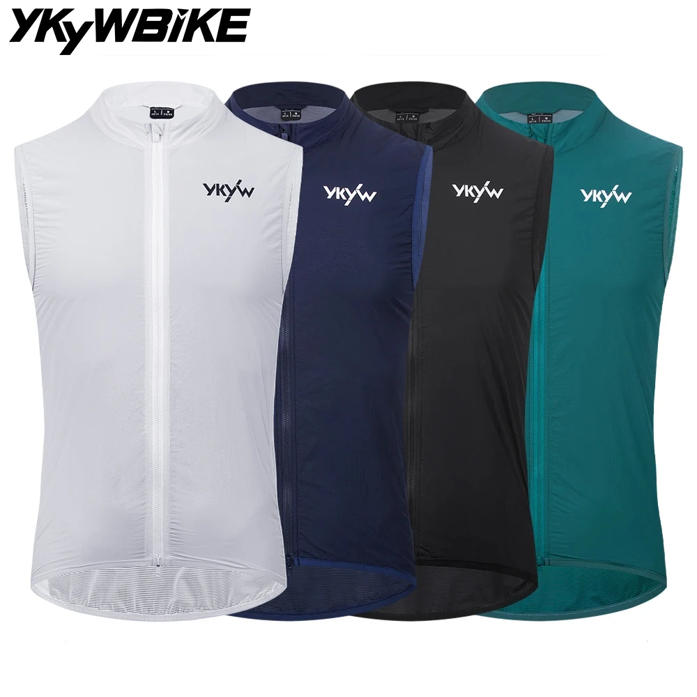 

YKYWBIKE Men Cycling Gilet Water Repellent Windproof Bicycle Vest Breathable Lightweight Road Bike Sleeveless Windbreaker