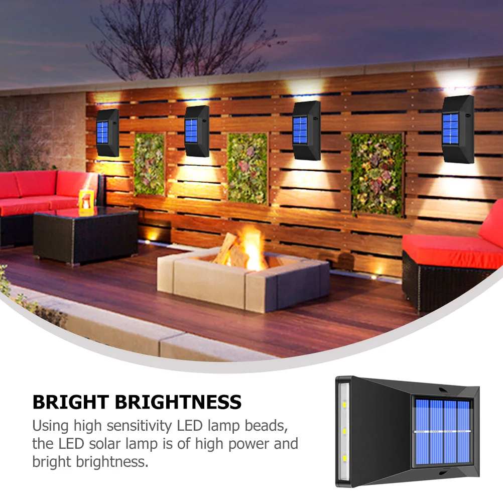 

2 Pcs Decor Solar Wall Light Powered Lights Garden Lamp Decorate Yellow Decoration