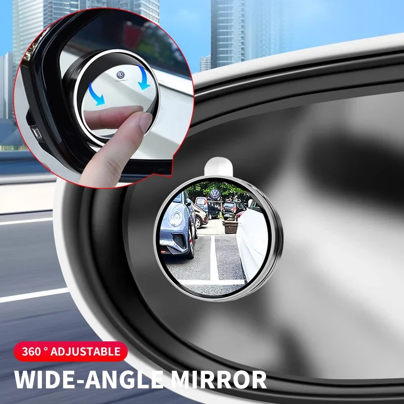 Round Frame Blind Spot Mirrors Car Auxiliary Rearview Mirror Wide-angle 360° For Volkswagen Golf-5 6 7 Jetta POLO MK6 Bora B5 B6