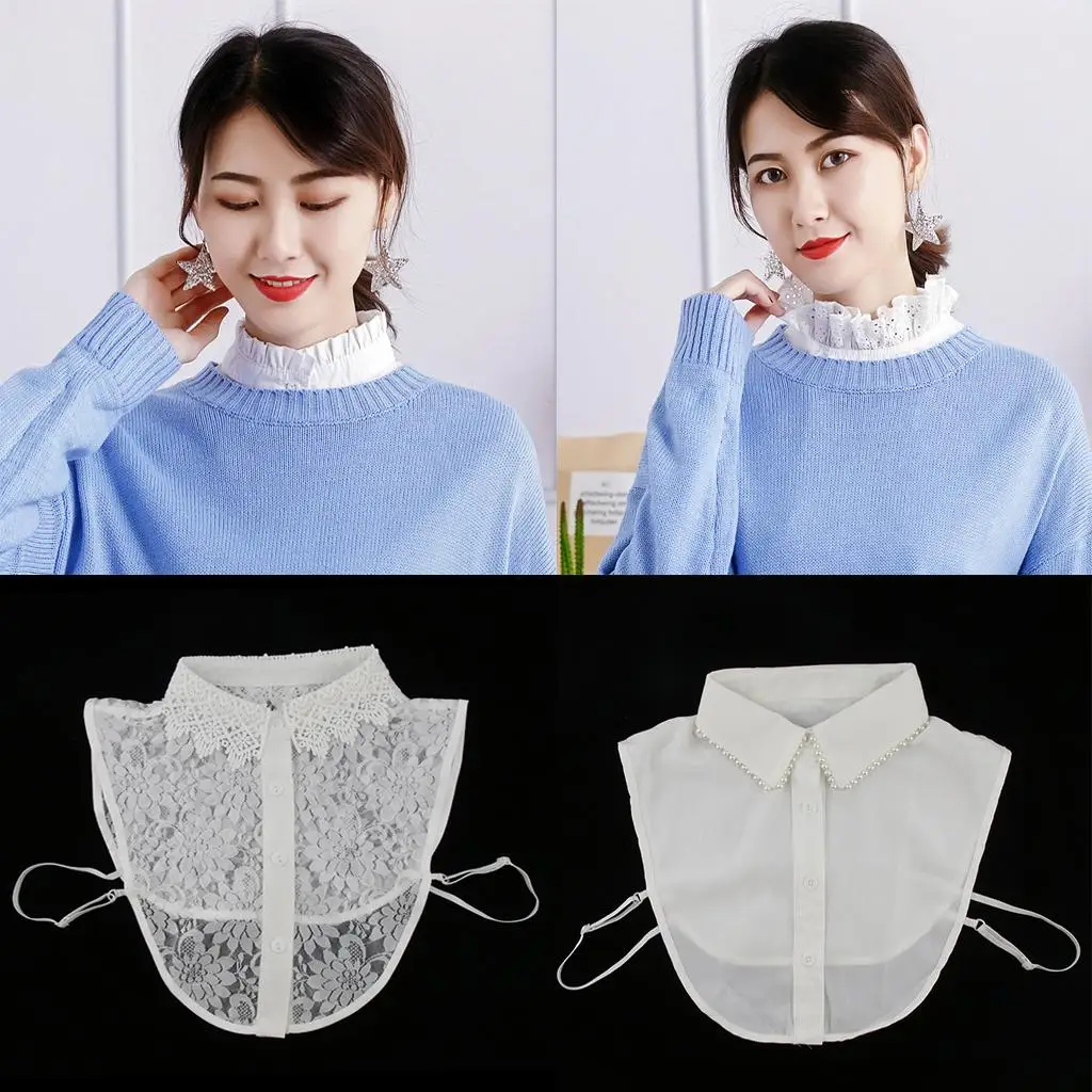 

Fashionable Ladies White Shirt False Collar Women Detachable Necklace Lapel Shirt Accessory