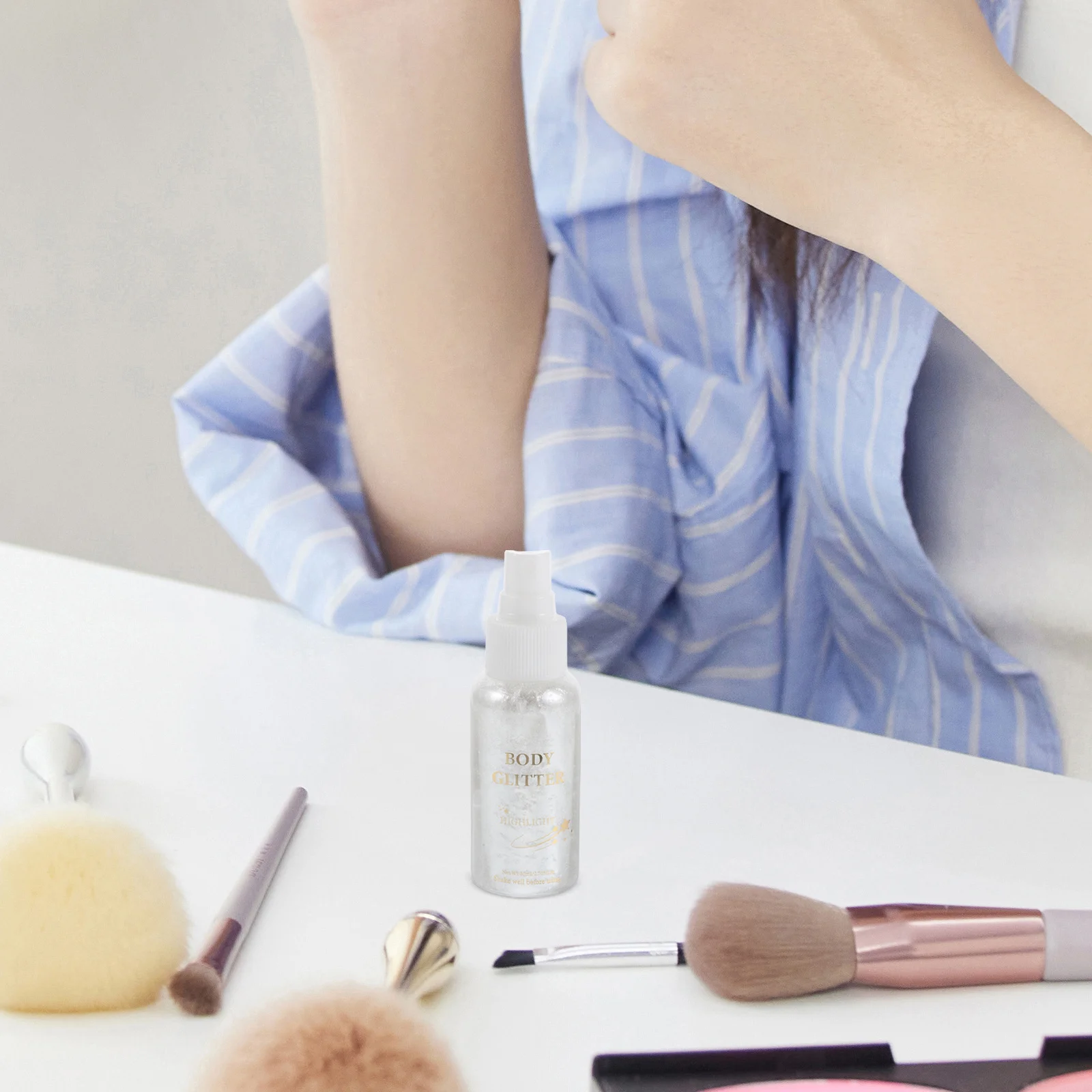 بخاخ لامع لشعر الجسم والقماش، فضي لامع، مناسب للسفر، مناسب لجميع الأعمار، أنواع البشرة، مناسبة للحدث الاحتفالي #1