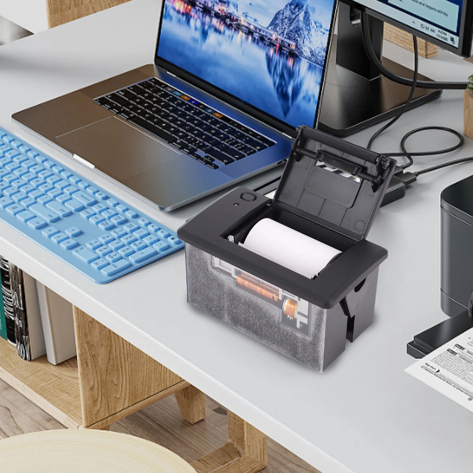 

Встроенный термопринтер чеков Последовательный порт Микроконтроллер Вторичная разработка Модуль печати MCU USB TTL 232 Порт BT Черный