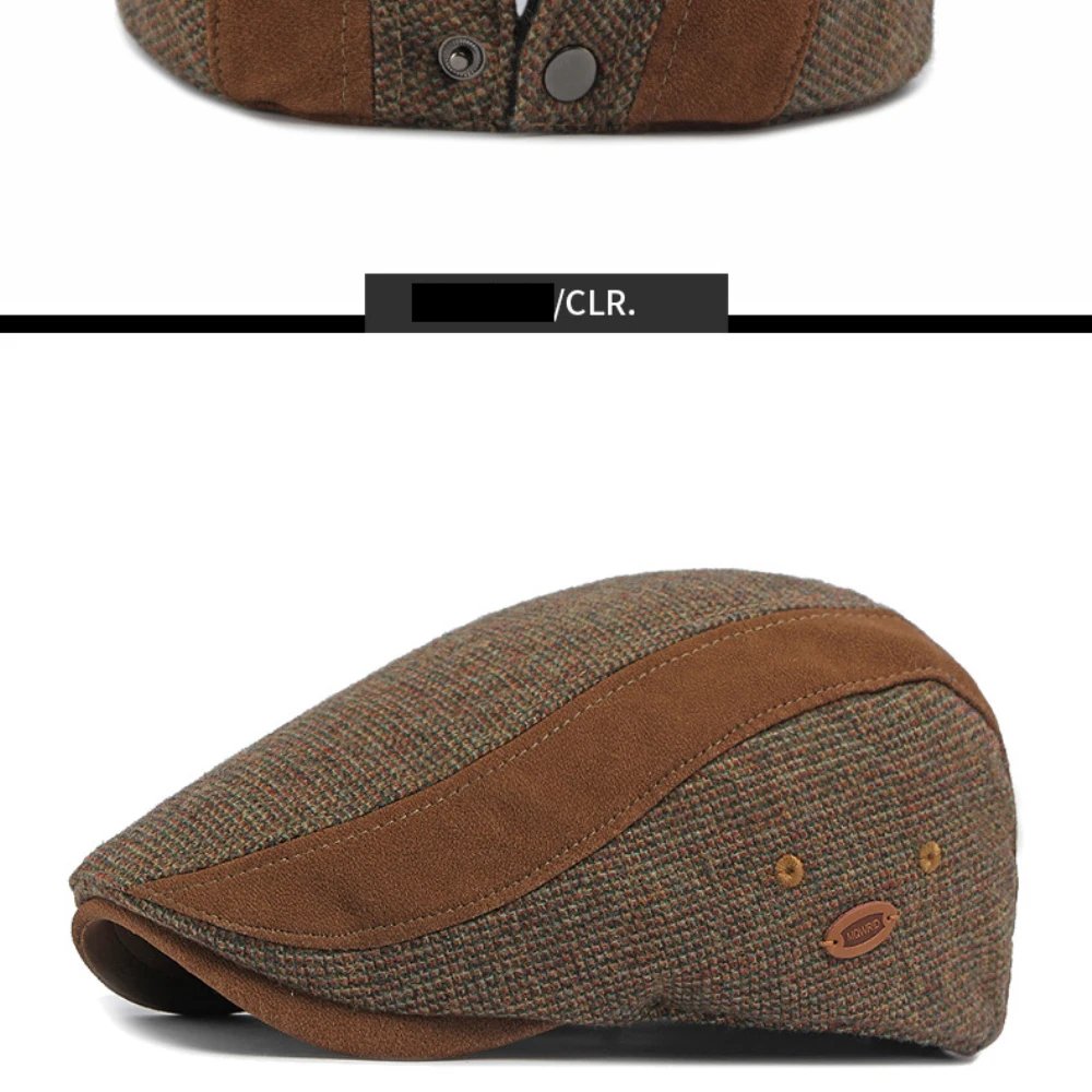 HT5165 Herren- und Damen-Baskenmütze, Künstlermütze, Wollmütze, dicke, warme Ivy-Flatcap, mit Fleece gefüttert, für Herbst und Winter. – Detail 13