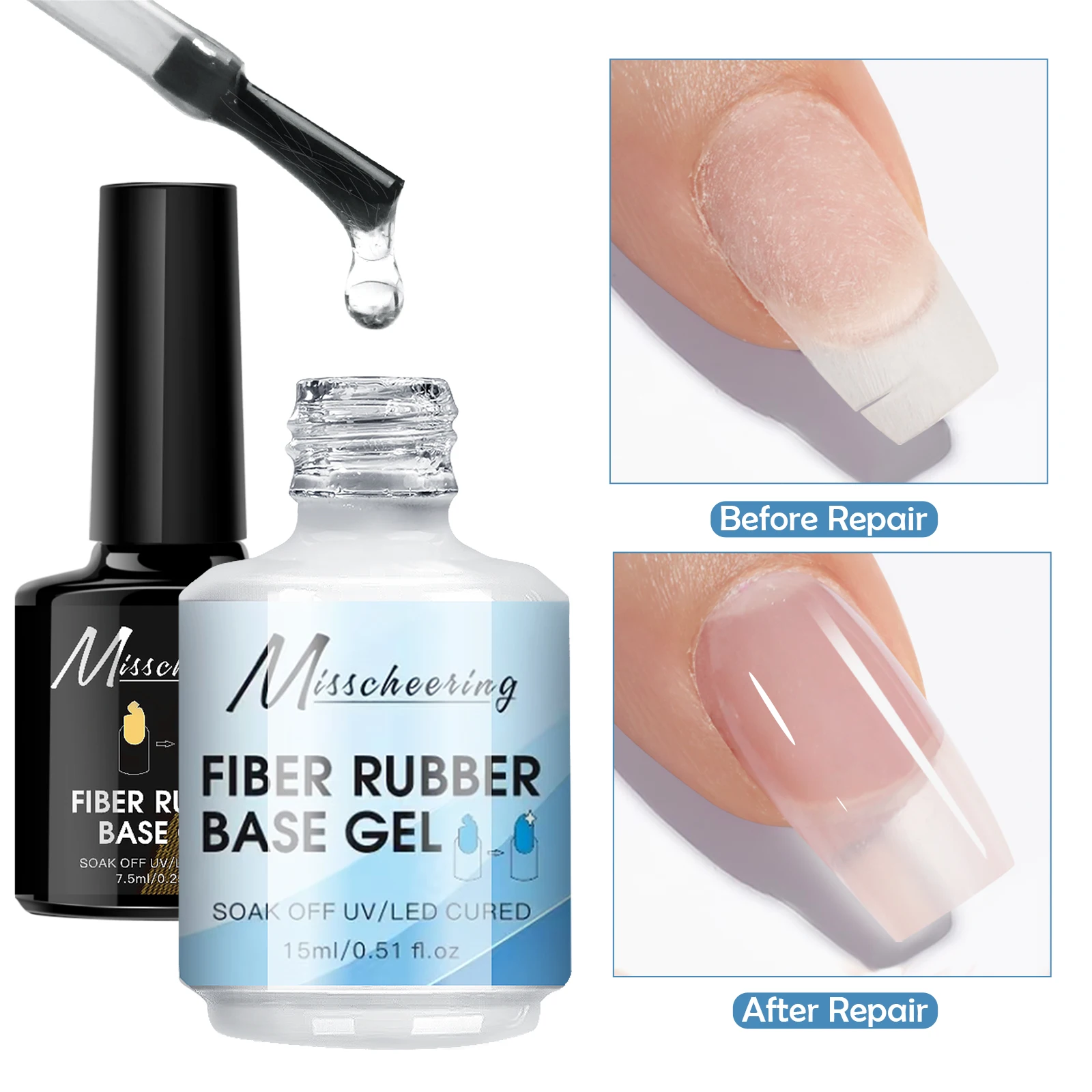 15ml base de borracha de fibra de vidro gel unha polonês para unhas quebradas reparadas cuidados claro construção rápida embeber fora verniz gel uv multifun
