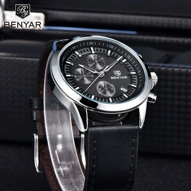 BENYAR 5210 nuevo reloj para hombre, reloj de cuarzo de marca de lujo para hombre, reloj deportivo, reloj de regalo para hombre, cronógrafo, luz nocturna resistente al agua hasta 50M