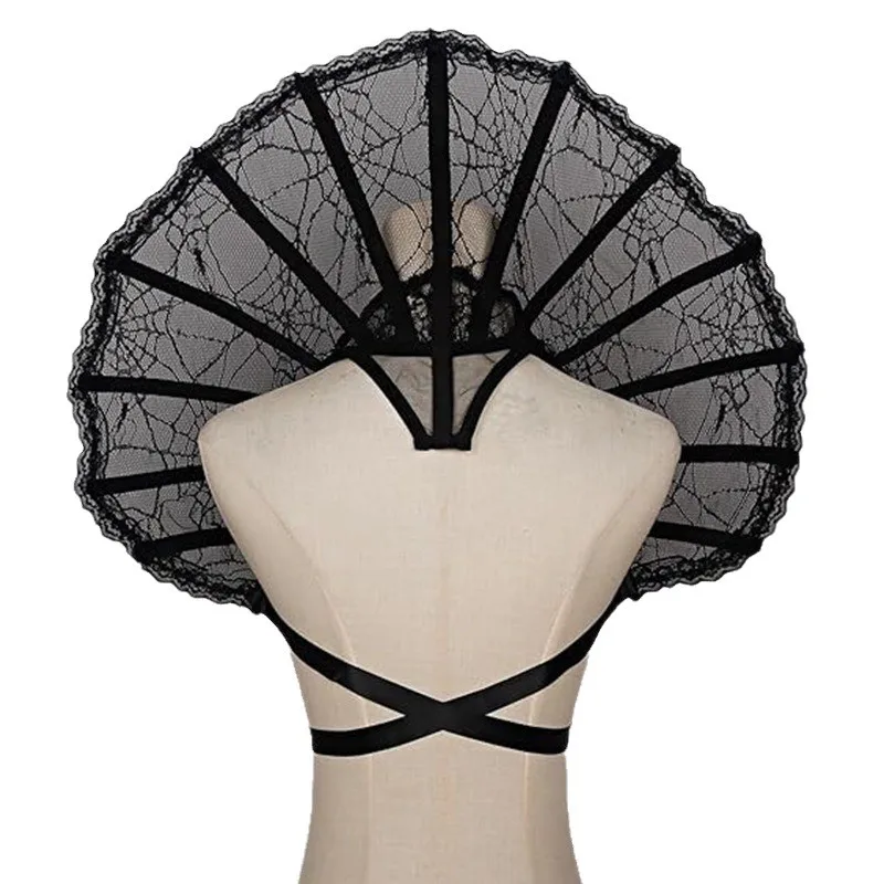 Medieval Retro Gothic Lace Boned Stand Collar Capes Women Halloween Witch Party Cosplay Costume Accessories Props