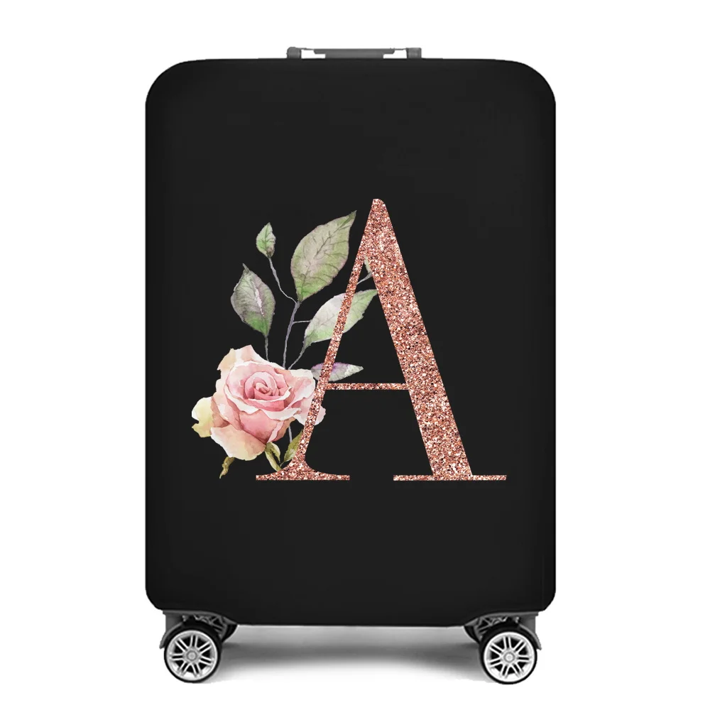 Travel Luggage Protective Case Rose Gold Letter Print for 18-28 Inch Traveler Essentials Accessories Elastic Dust Suitcase Cover